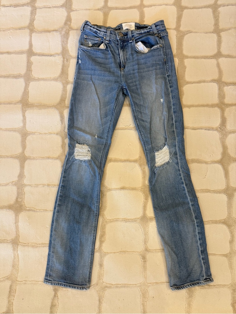 McGuire Denim Light Blue Straight Leg Jeans with Knee Distressing Revolve